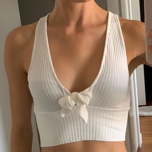 White ZARA V-neck ribbed crop top. Size Small NWOT